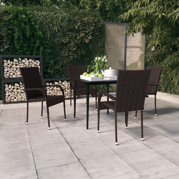 vidaXL Ensemble &agrave; manger de jardin 5 pcs Marron et noir