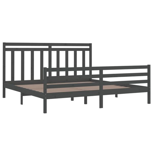 vidaXL Cadre de lit sans matelas gris 200x200 cm bois massif