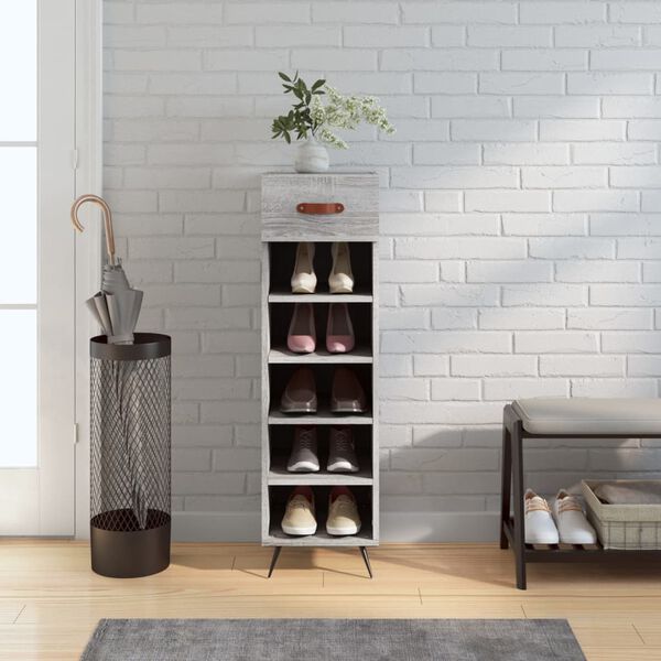 vidaXL Meuble &agrave; chaussures sonoma gris 30x35x105 cm bois d'ing&eacute;nierie