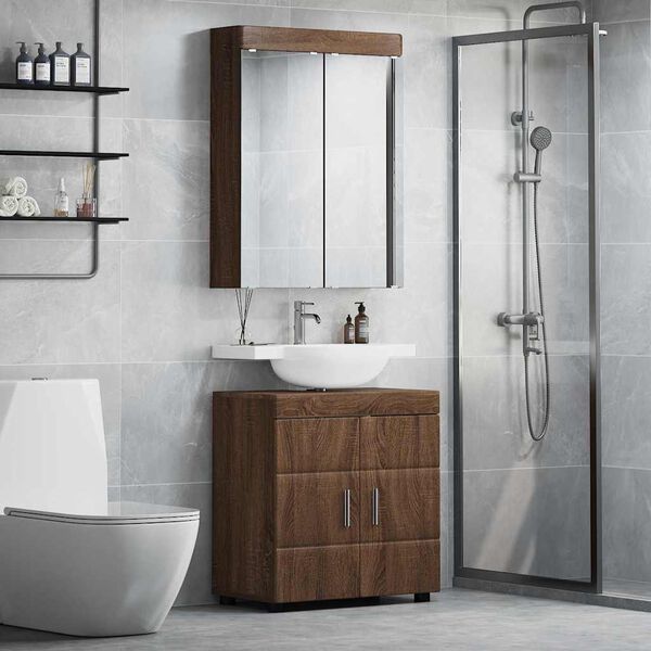 vidaXL Ensemble de mobilier de salle de bain TULUM Ch&ecirc;ne brun