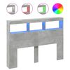 vidaXL Armoire t&ecirc;te de lit avec LED gris b&eacute;ton 140x17x102 cm
