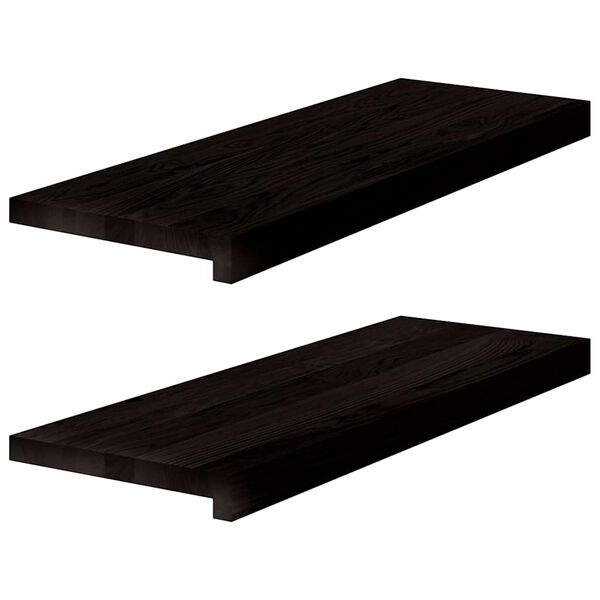 vidaXL Marches d'escalier 2 pcs marron fonc&eacute; 70x30x2 cm ch&ecirc;ne massif