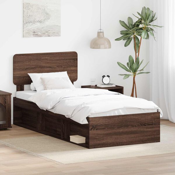 vidaXL Cadre de lit Ch&ecirc;ne brun 100 x 200 cm Pin massif