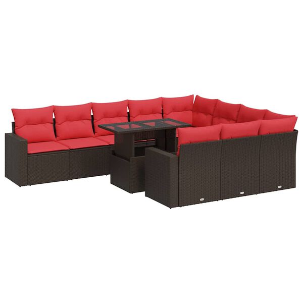 vidaXL Ensemble de canap&eacute;s de jardin 11 pcs et coussins rotin acacia
