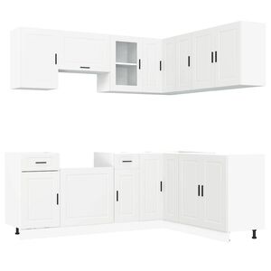 vidaXL Ensemble d'armoires cuisine 11pcs Porto blanc bois d'ing&eacute;nierie