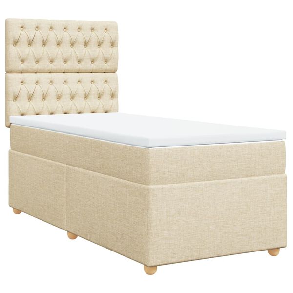 vidaXL Sommier &agrave; lattes de lit et matelas Cr&egrave;me 90x190 cm Tissu