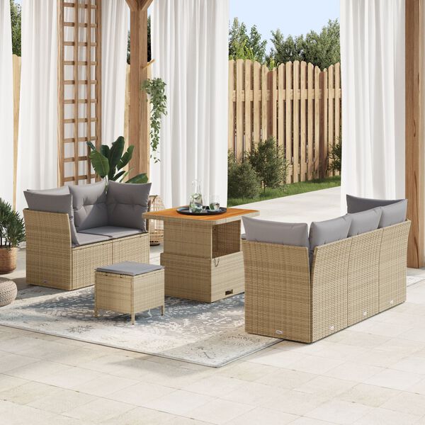 vidaXL Ensemble de canap&eacute; de jardin 8 pcs beige et gris clair