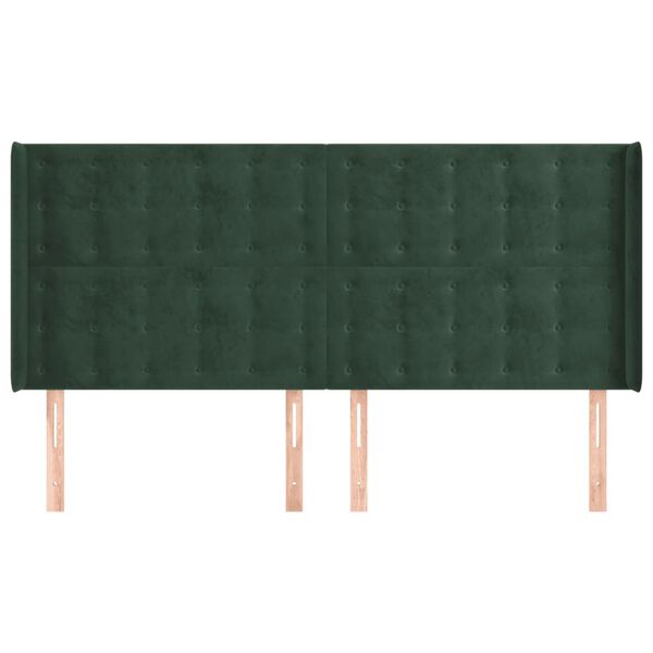 vidaXL T&ecirc;te de lit avec oreilles Vert fonc&eacute; 203x16x118/128 cm Velours