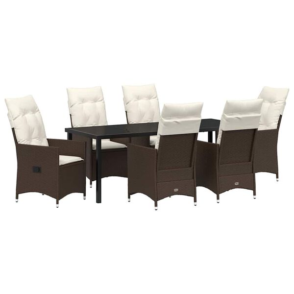 vidaXL Ensemble de salle &agrave; manger pour jardin 7 pcs Marron polyrotin