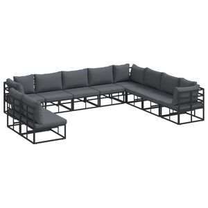 vidaXL Ensemble de canap&eacute; de jardin 10 pc Noir Aluminium