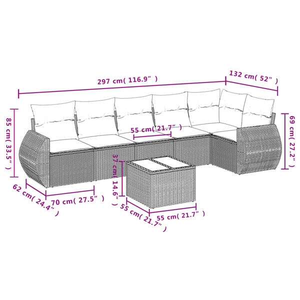 vidaXL Salon de jardin avec coussins 7 pcs beige r&eacute;sine tress&eacute;e