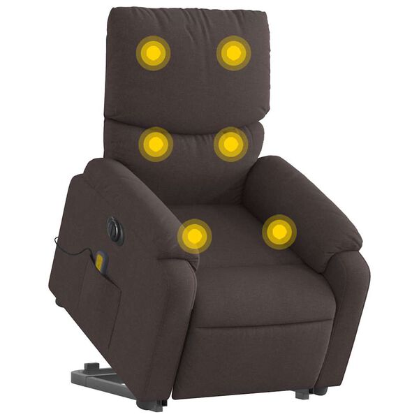 vidaXL Fauteuil inclinable de massage &eacute;lectrique Marron fonc&eacute; Tissu
