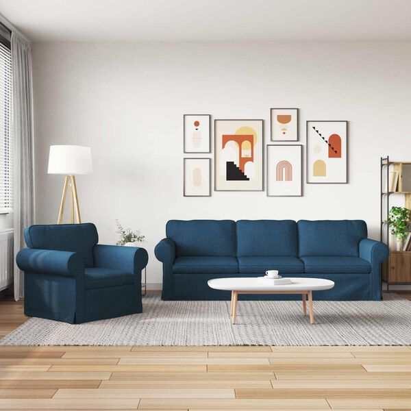 vidaXL Canap&eacute; 2 pcs Bleu