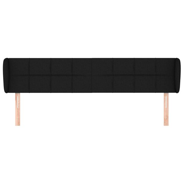 vidaXL T&ecirc;te de lit avec oreilles Noir 203x23x78/88 cm Tissu