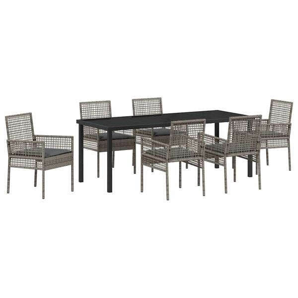 vidaXL Ensemble de salle &agrave; manger pour jardin 7 pcs Gris polyrotin