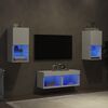 vidaXL Meuble TV muraux 4 pcs avec lumi&egrave;res LED blanc