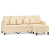 vidaXL Canap&eacute; &agrave; 3 places avec repose-pieds Cr&egrave;me 180 cm Tissu