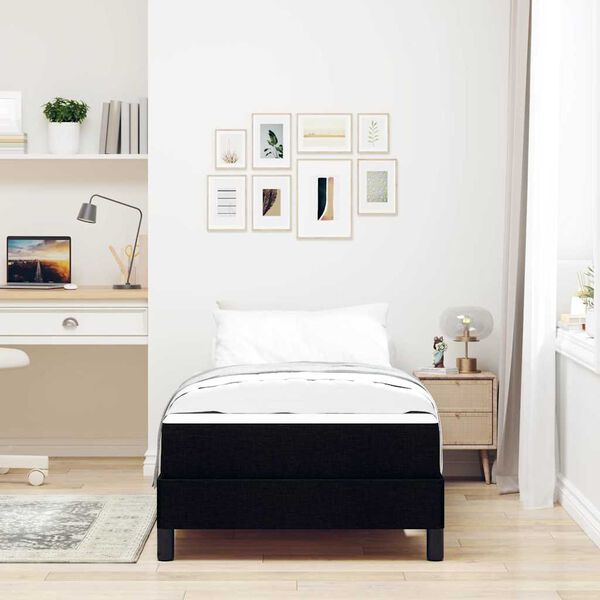 vidaXL Lit &agrave; ressorts avec matelas Noir 100 x 200 cm tissu