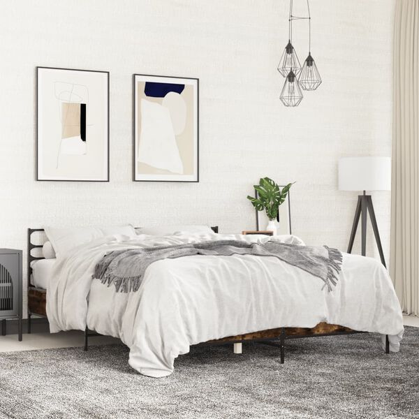 vidaXL Cadre de lit sans matelas ch&ecirc;ne fum&eacute; 160x200 cm