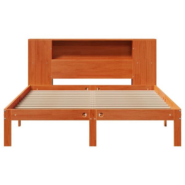 vidaXL Lit biblioth&egrave;que sans matelas cire marron 140x190 cm pin massif