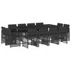 vidaXL Ensemble &agrave; manger de jardin 13 pcs coussins noir r&eacute;sine tress&eacute;e