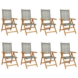 vidaXL Chaises inclinables de jardin lot de 8 gris rotin bois massif