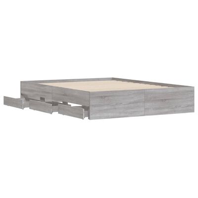 vidaXL Cadre de lit et tiroirs sonoma gris 140x200cm bois d'ingénierie