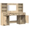 vidaXL Ensemble de table de maquillage avec LED 3 pcs Ch&ecirc;ne Sonoma