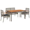 vidaXL Ensemble &agrave; manger jardin 4pcs et coussins Gris R&eacute;sine tress&eacute;e