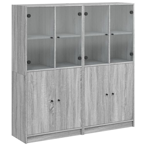 vidaXL Biblioth&egrave;que avec portes sonoma gris 136x37x142 cm