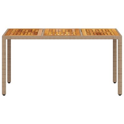 vidaXL Table de jardin beige 150x90x75 cm résine tressée bois d'acacia