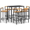 vidaXL Ensemble de bar jardin 7 pcs noir poly rotin/bois massif acacia