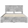 vidaXL Cadre de lit Gris b&eacute;ton 150 x 200 cm Bois d'ing&eacute;nierie