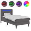 vidaXL Cadre de lit avec matelas Gris 100 x 200 cm Simili cuir