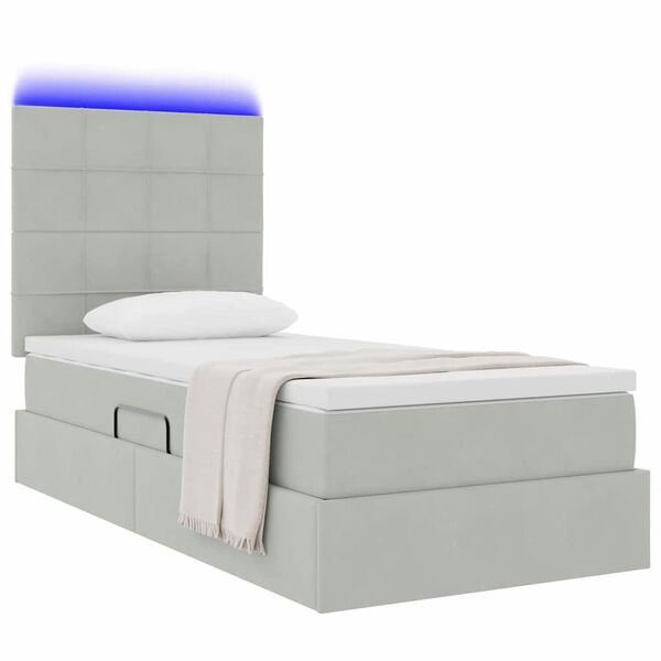 vidaXL Lit avec rangement et LED Gris clair 100 x 200 cm Velours