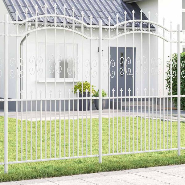 vidaXL Clôture de jardin Blanc 215 cm Acier peint par poudre