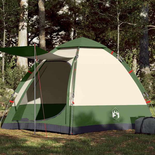 vidaXL Tente de camping cabine 4 personnes vert lib&eacute;ration rapide