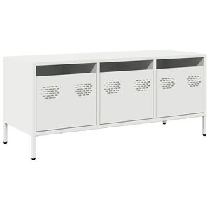 vidaXL Meuble TV blanc 101,5x39x43,5 cm acier lamin&eacute; &agrave; froid
