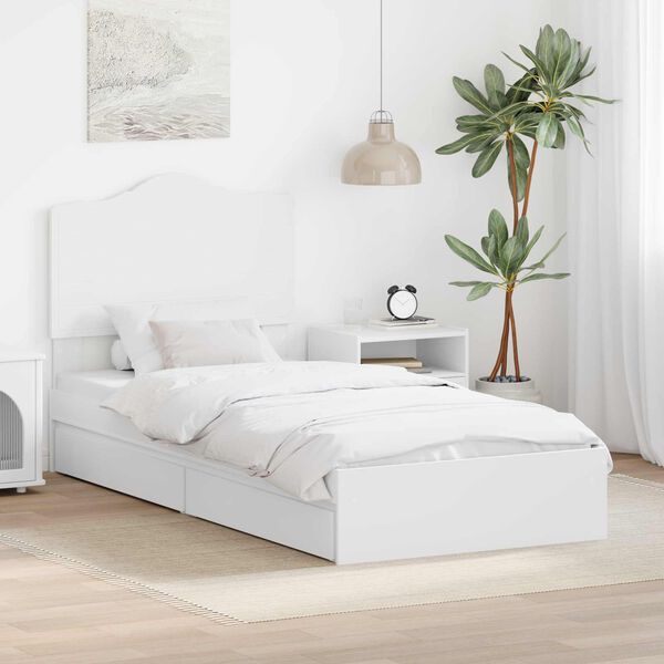 vidaXL Lit de Rangement Blanc 90 x 190 cm Bois d'ing&eacute;nierie
