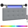 vidaXL T&ecirc;te de lit suspendue Avec lumi&egrave;re LED Gris clair Tissu