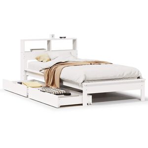 vidaXL Lit biblioth&egrave;que sans matelas blanc 75x190cm bois de pin massif