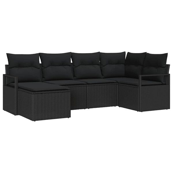 vidaXL Ensemble de Canap&eacute;s avec coussin 6 pcs Noir polyrotin