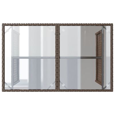 vidaXL Table de jardin avec dessus en verre marron 110x68x70 cm rotin