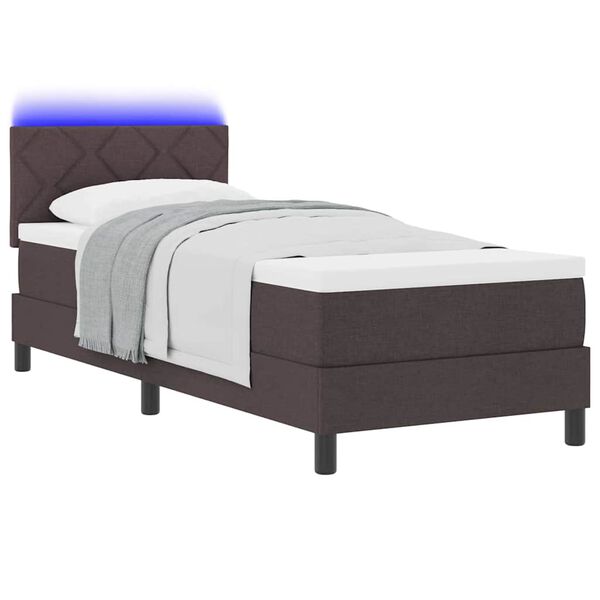 vidaXL Lit &agrave; ressorts avec matelas Marron fonc&eacute; 80 x 200 cm tissu