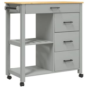 vidaXL Chariot de cuisine MONZA 84x40x88,5 cm gris bois massif de pin