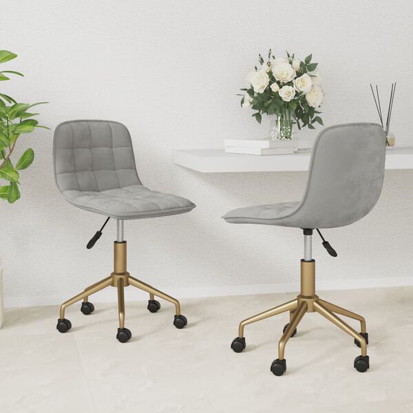 vidaXL Chaises pivotantes &agrave; manger lot de 2 gris clair velours