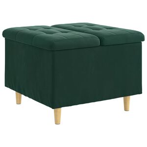 vidaXL Ottoman avec rangement Vert fonc&eacute; 60 x 60 x 45 cm Velours