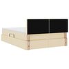 vidaXL Lit avec rangement et LED avec matelas Cr&egrave;me 140 x 190 cm tissu