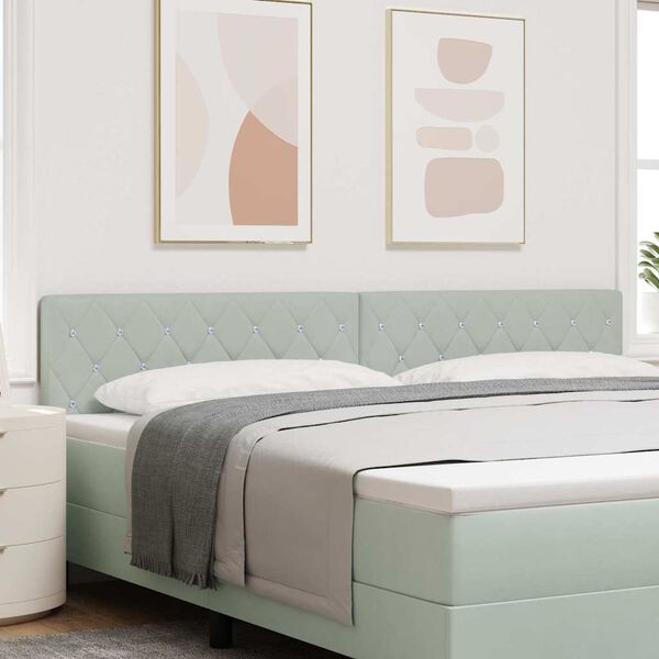 vidaXL T&ecirc;te de lit LED avec t&ecirc;te de lit Gris clair 200 cm Polyester