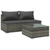 vidaXL Salon de jardin 3 pcs avec coussins R&eacute;sine tress&eacute;e Gris